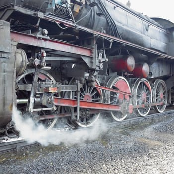 detail of steam locomotive (33-326), Dubrava, Bosnia and Hercegovina