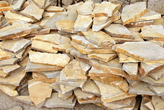 building materials, natural flagstones on stack outdoor