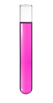 Isolated test tube with a magenta liquid.