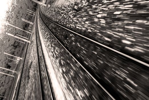 Beautiful abstract motion blur of train tracks.