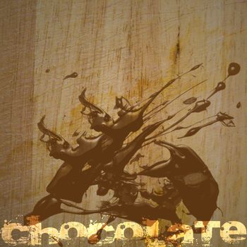 Grunge brown dirty looking background with chocolate stain and text with copy space