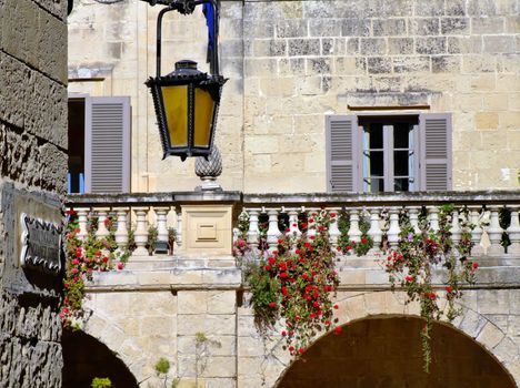 Imposing Baroque Architecture on medieval palace in the Mediterranean island of Malta