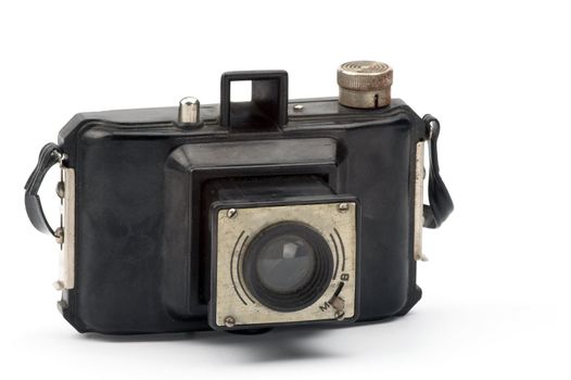 Old camera over white background