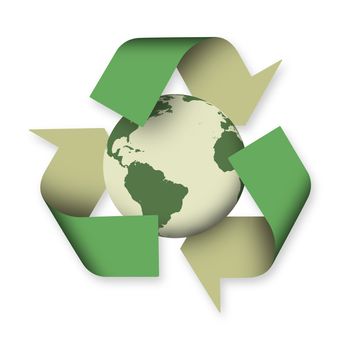 Recycle sign with planet earth