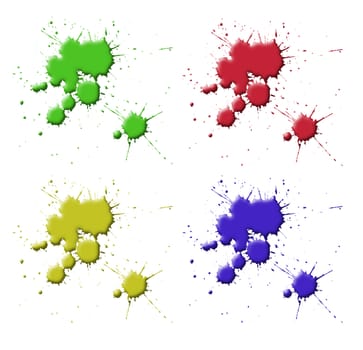 Colored paint splashes