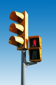 Traffic lights with a red man