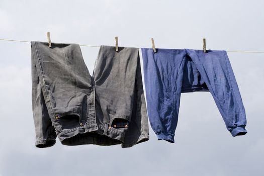 Clothes hangs on the clothesline
