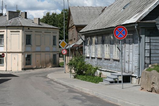 An old and grungy street in Latvia