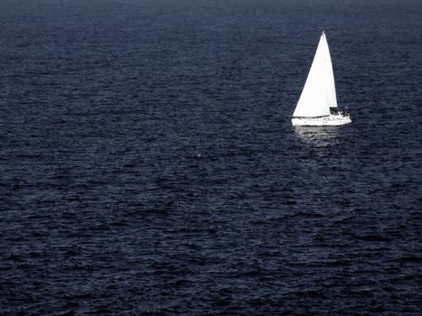 Yachting in calm blue waters of the Mediterranean Sea