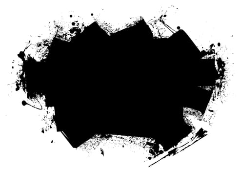 Grunge style black roller marks with ink splats and room for text