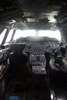 cockpit with instruments of an old plane