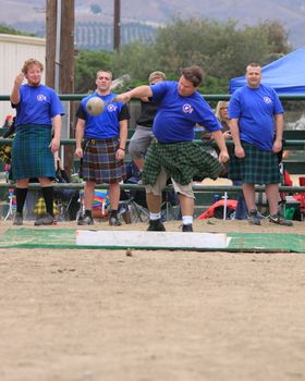 EDITORIAL ONLY VENTURA, CA, USA - October 11, 2009 - Athletes performing at the Ventura Seaside Highland Games October 11, 2009 in Ventura, CA Where: Ventura, CA, USA