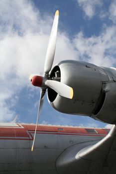 left propeller of an old retro plane