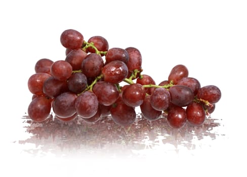Cluster of red grapes isolated on white background with clipping path