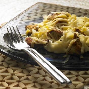 pasta with meat pieces