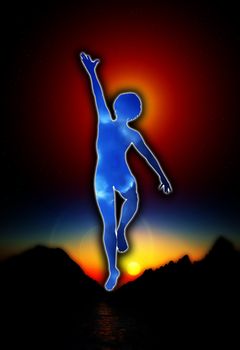 Concept image about reaching for life's goals.