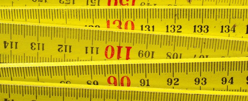 Detail of a wooden metric carpenter ruler