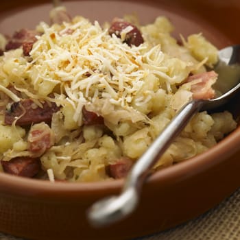 halusky with cabbage and bacon (Slovakian cuisine)