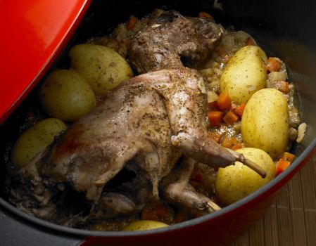 rabbit with side-dish from one pot
