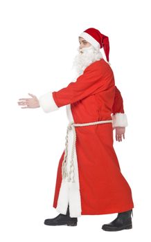 Santa Claus walking isolated on a white background
