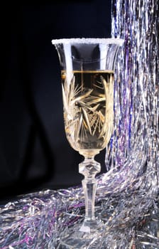One glass of champagne on beautiful  background