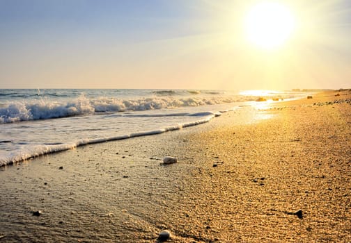 tranquil beach sunset on the deach of ocean