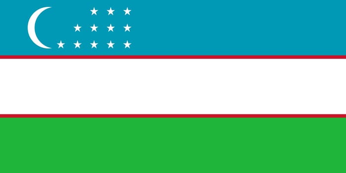 The national flag of Uzbekistan