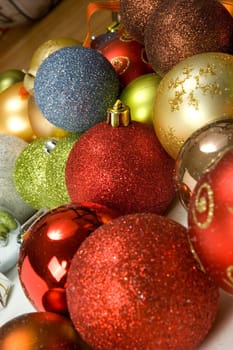 background filled with colorful christmas balls