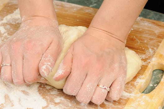 Preparation of the dough for a baking of rolls