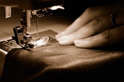 To sew a  material on the sewing machine