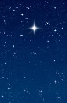 big bright wishing star in the night sky