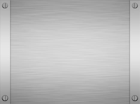 sheet of rendered brushed steel or metal with edging and screws