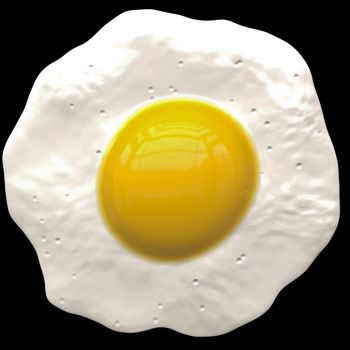 a large rendered fried egg on plain black background for easy cut out