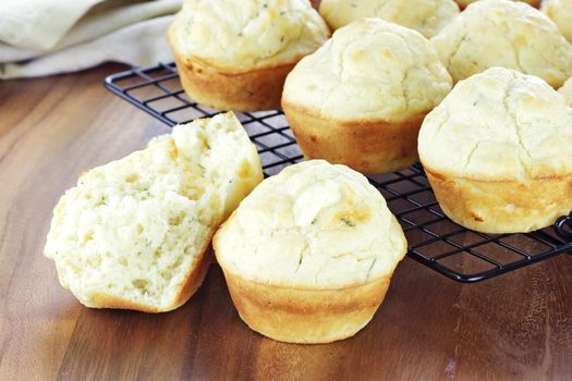 Savory muffins made with chives and feta cheese. 