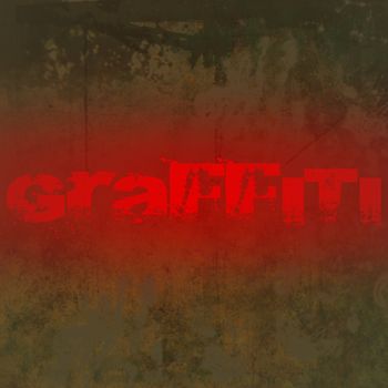 Grunge brown dirty looking background with brown stains and red graffiti text and copy space