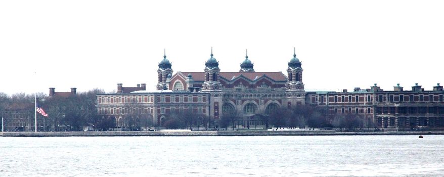 Ellis Island building profile, New York City.