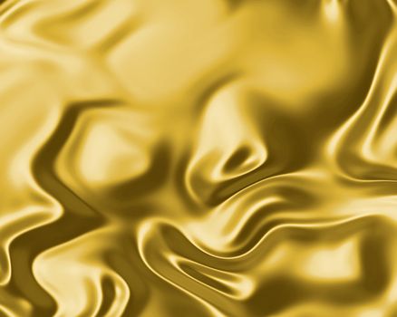 image of luxurious flowing silk or satin fabric in gold