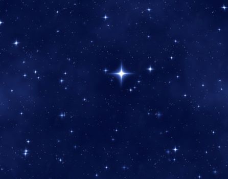 a nice blue star field of bright and shining stars and one bright christmas star 