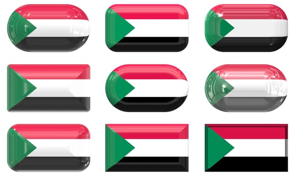 nine glass buttons of the  Flag of Sudan