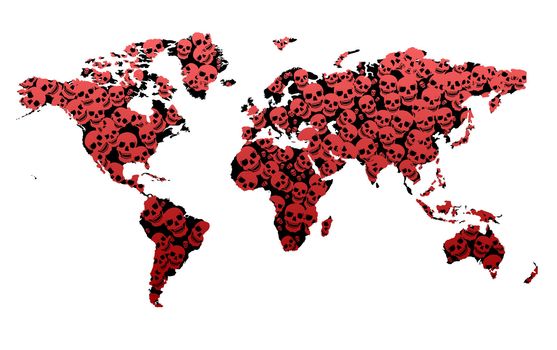 Crime Statistics Death Map showing the World