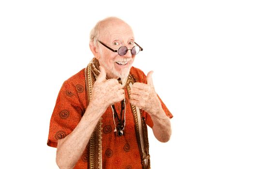 Senior New Age Man Giving a Cheerful Thumbs Up