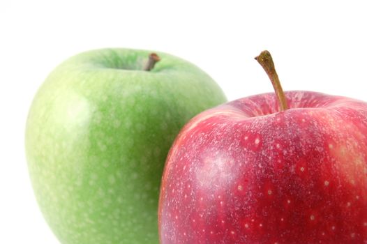 Red an green apples isolated on a white background