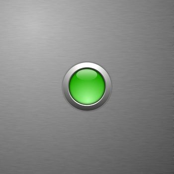 green blank button with copyspace on metal surface