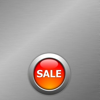 red sale button on a metal background