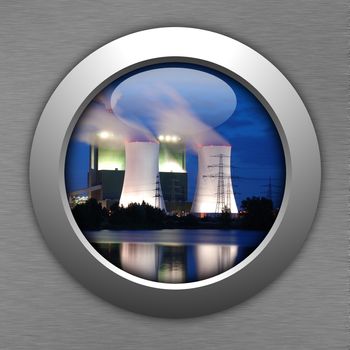 industry button showing pollution or industrial production concept