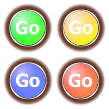 go or start button collection isolated on white