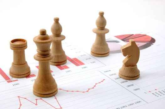 chess man over business chart admonish to strategic behavior