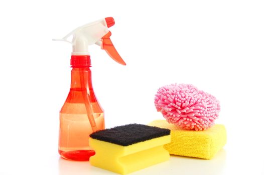 isolated cleaning supplies for clean and hygienic household