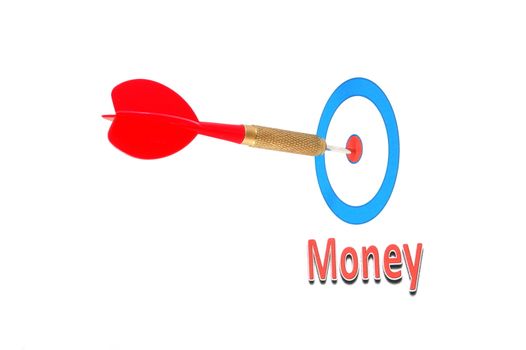 money concept with successful dart arrow in the target