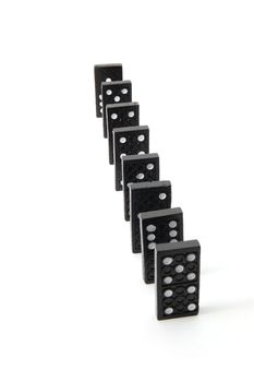 chain of dominoes isolated on a white background